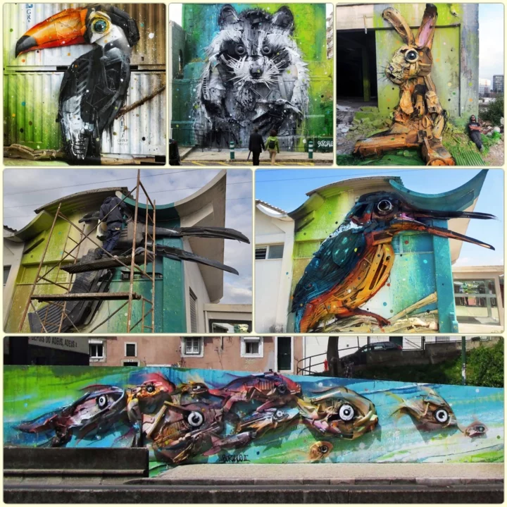 kunst aus müll Bordalo streetart künstler Segundo recycling kunst