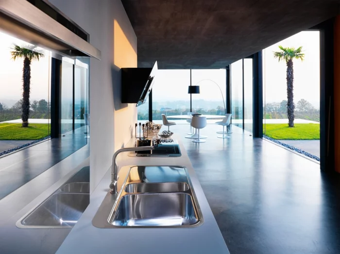 kücheneinrichtung moderne spüle aussuchen cooles interieur geräumig
