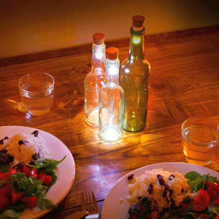 led leuchte glasflaschen romantische tischbeleuchtung