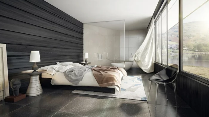 modern einrichten schlafzimmer einrichtung coole wand teppich