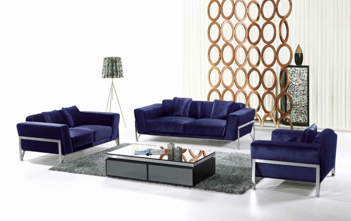 moderne wohnzimmermöbel luxuriöse möbel dunkelblau