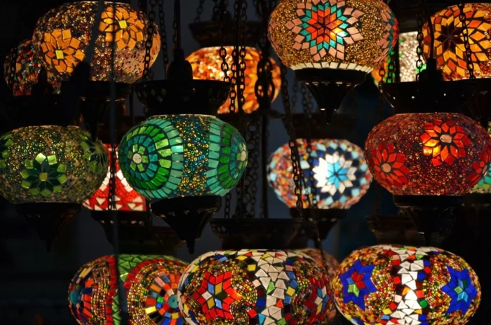 orientalische lampen hängende leuchten glas mosaik