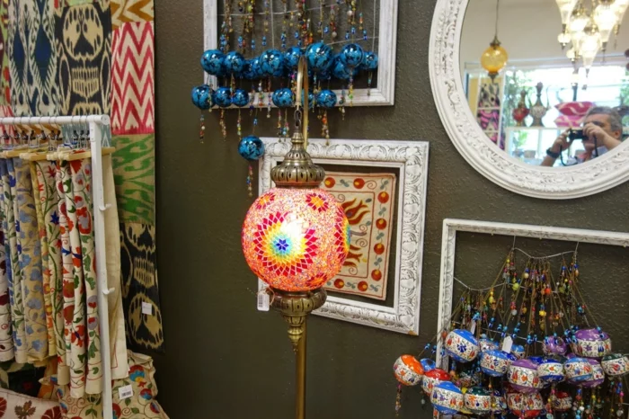 orientalische lampen runde leuchte buntes glas mosaik