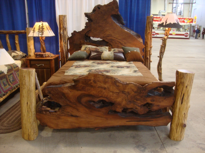 rustikale möbel doppelbett naturholz