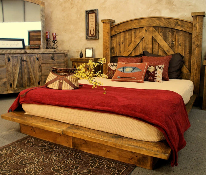 rustikale möbel schlafzimmer landhausstil doppelbett kommode