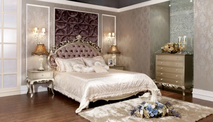 schlafzimmermöbel luxuriös schöne deko blumen