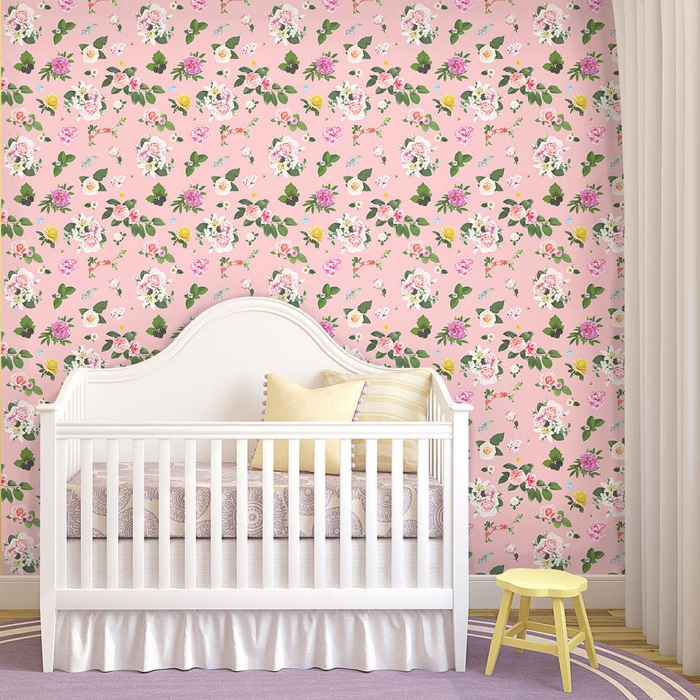 selbstklebende tapete babyzimmer florale motive