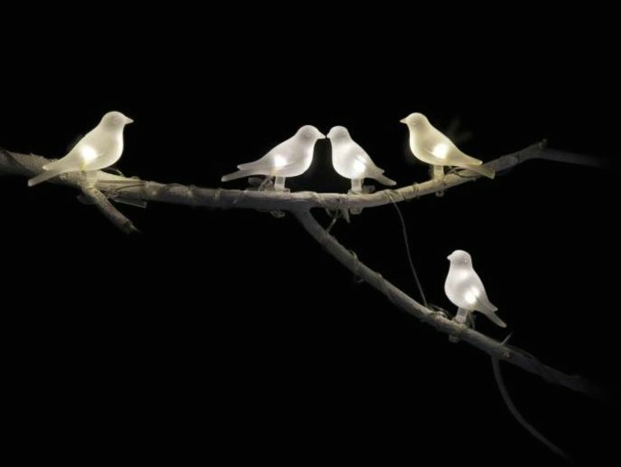 sonnenenergie gartenleuchten vogel motive lichterketten