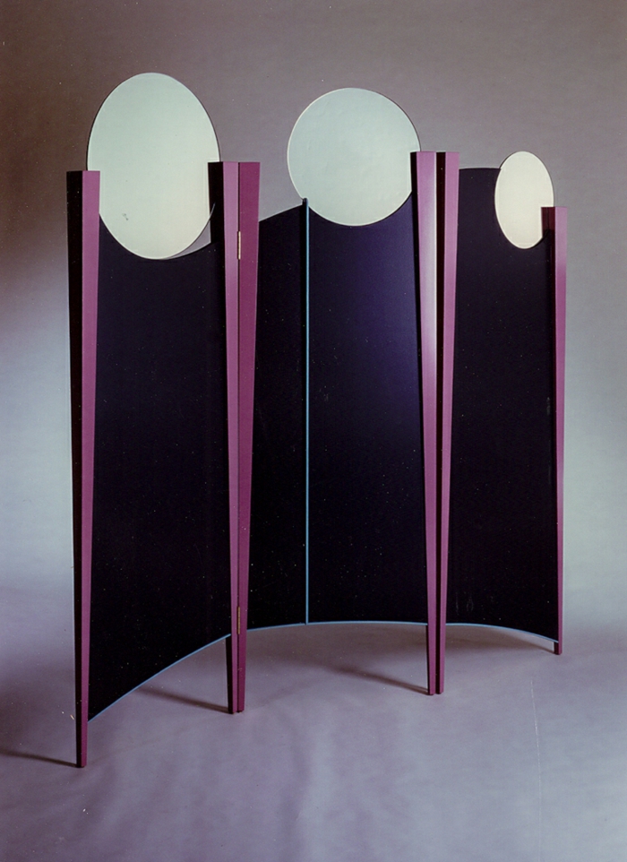 paravent modernes design lila spiegel