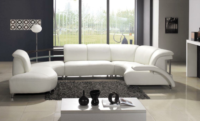 weiße wohnzimmermöbel weißes sofa graue wand