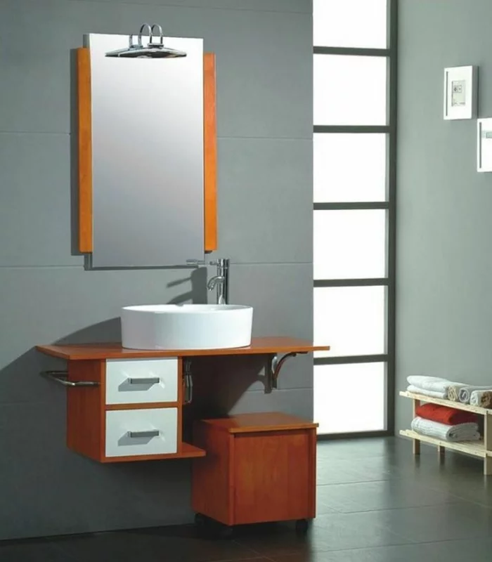 Badezimmer Spiegel Ideen Weiss Holz