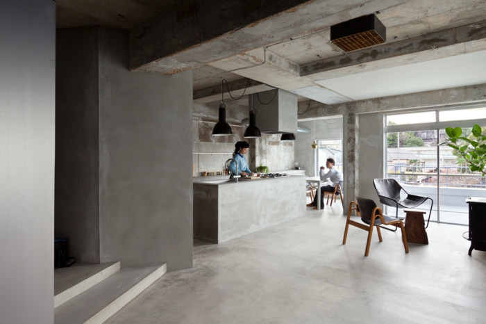 Concrete apartment nagoya japan beton look industrial möbel