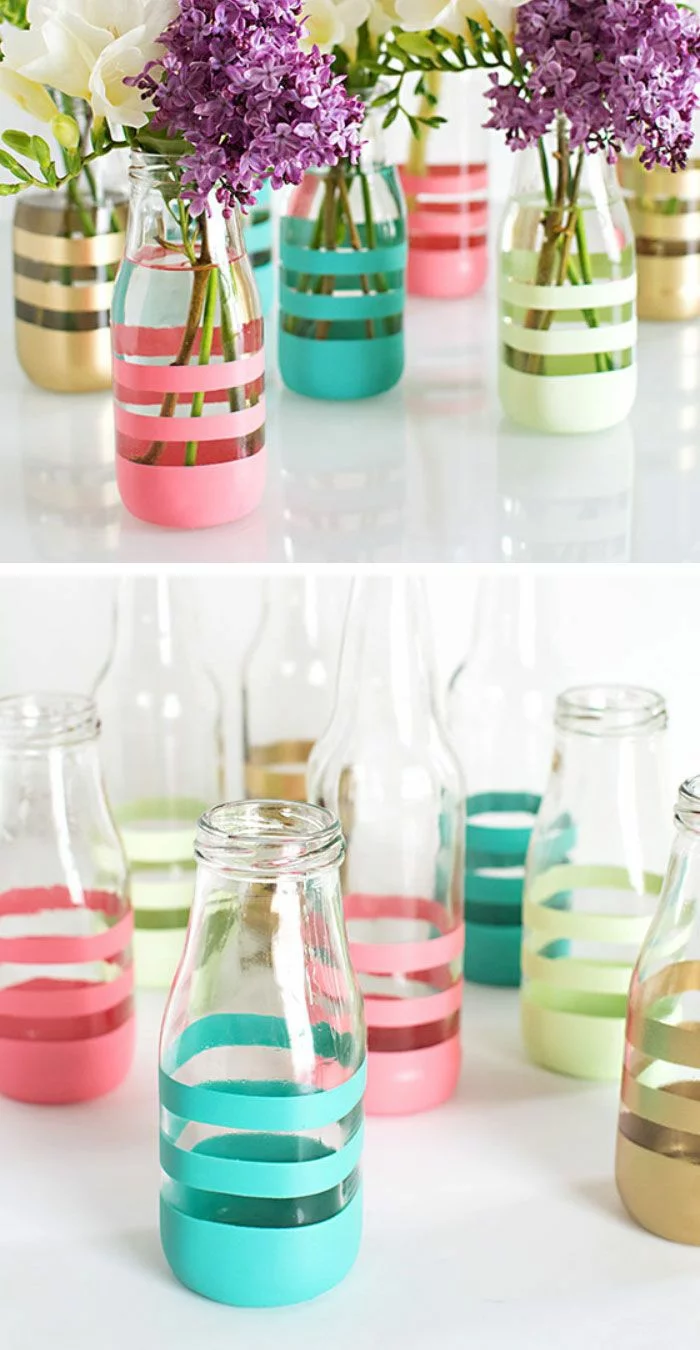 DIY Deko mit glasflaschen bastelideen deko vasen selber machen