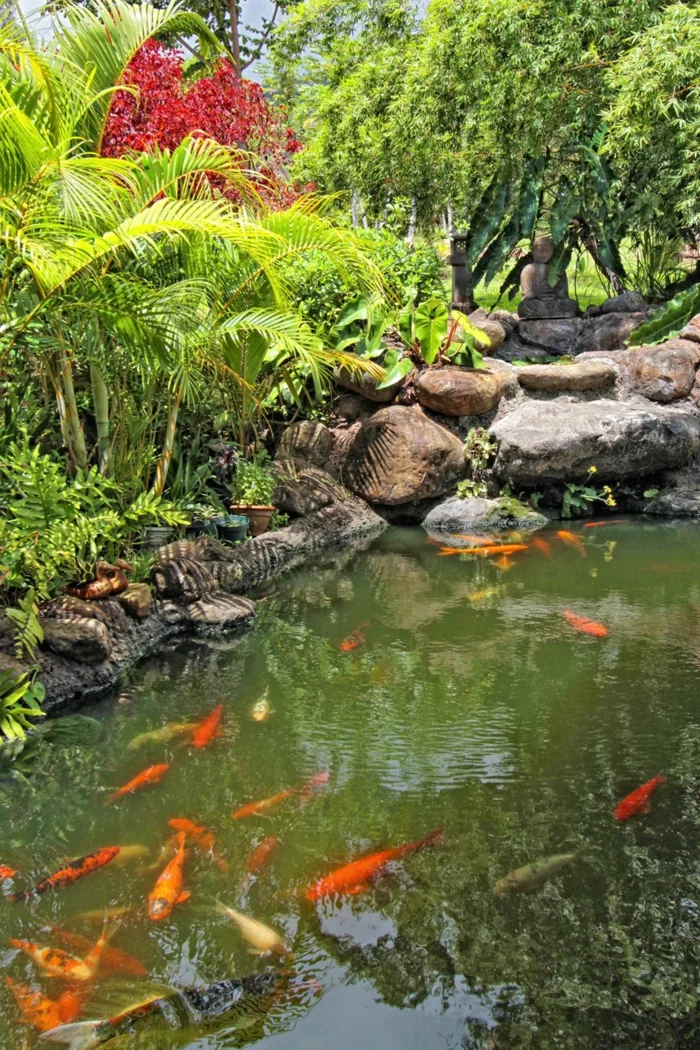 Gartengestaltung Beispiele Feng Shui Garten goldfische teich