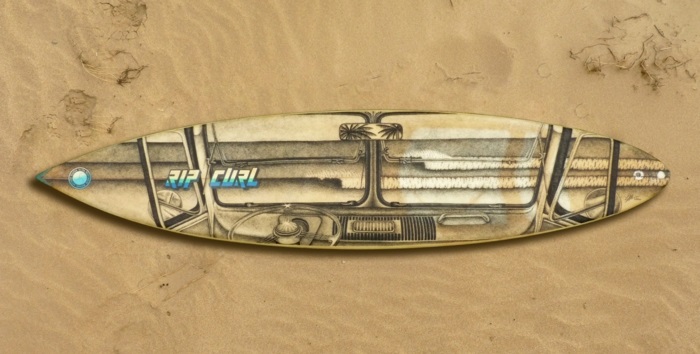 Jarryn Dower Art Design altes surfbrett als leinwand benutzen