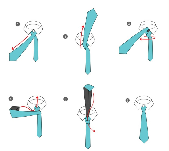 Krawatte binden Anleitung halbwindsor knoten