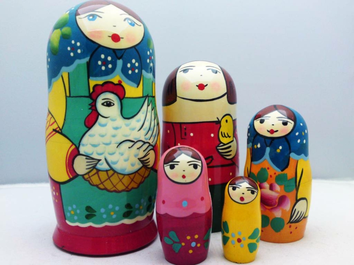 Russische Puppen Russische Matroschka Familie Frauen Hahn