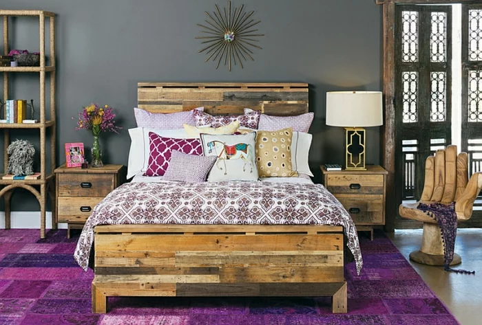 Schlafzimmer Design holz lila