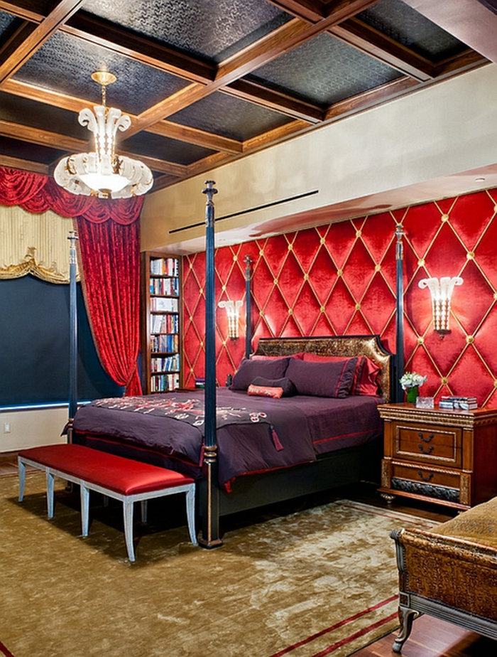 Schlafzimmer Design rot lila