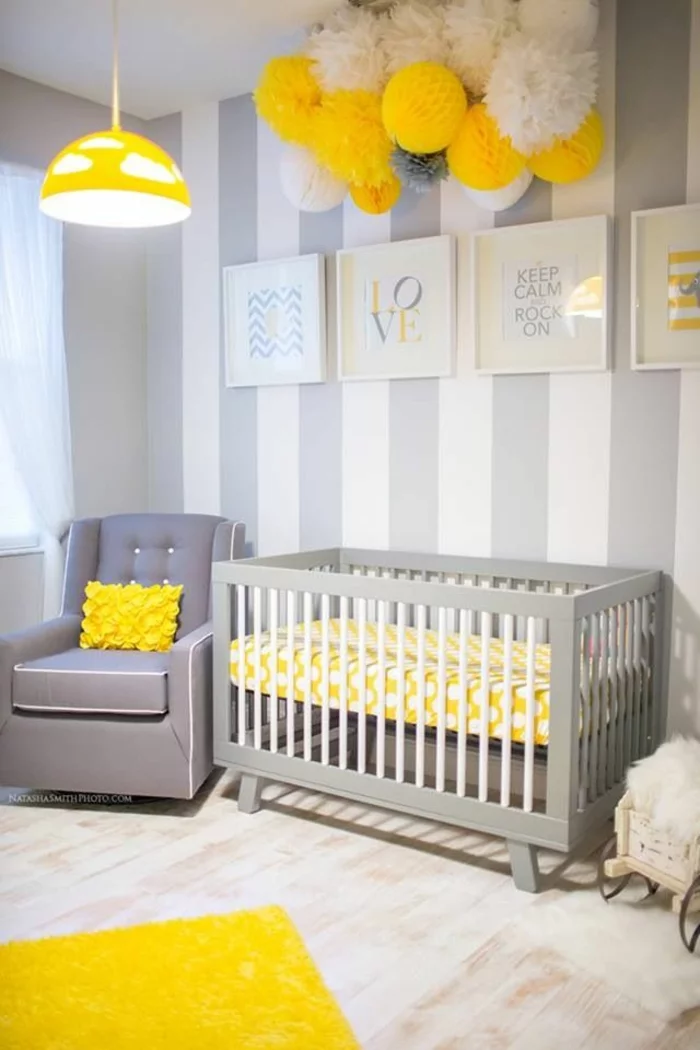 babyzimmer komplett einrichten gelbe farbakzente