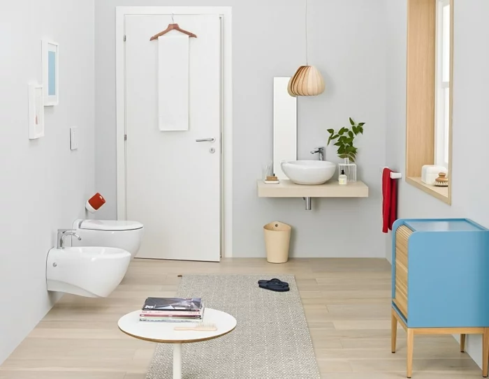 badezimmermöbel kleines bad einrichten moderne möbel teppichläufer