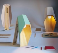 Geometrische Tischlampen aus Holz vom Designer Alessandro Zambelli