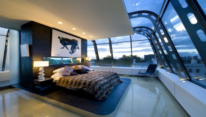 entspannung pur schlafzimmer panoramafenster