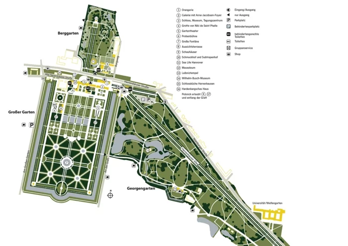 herrenhäuser gärten hannover karte