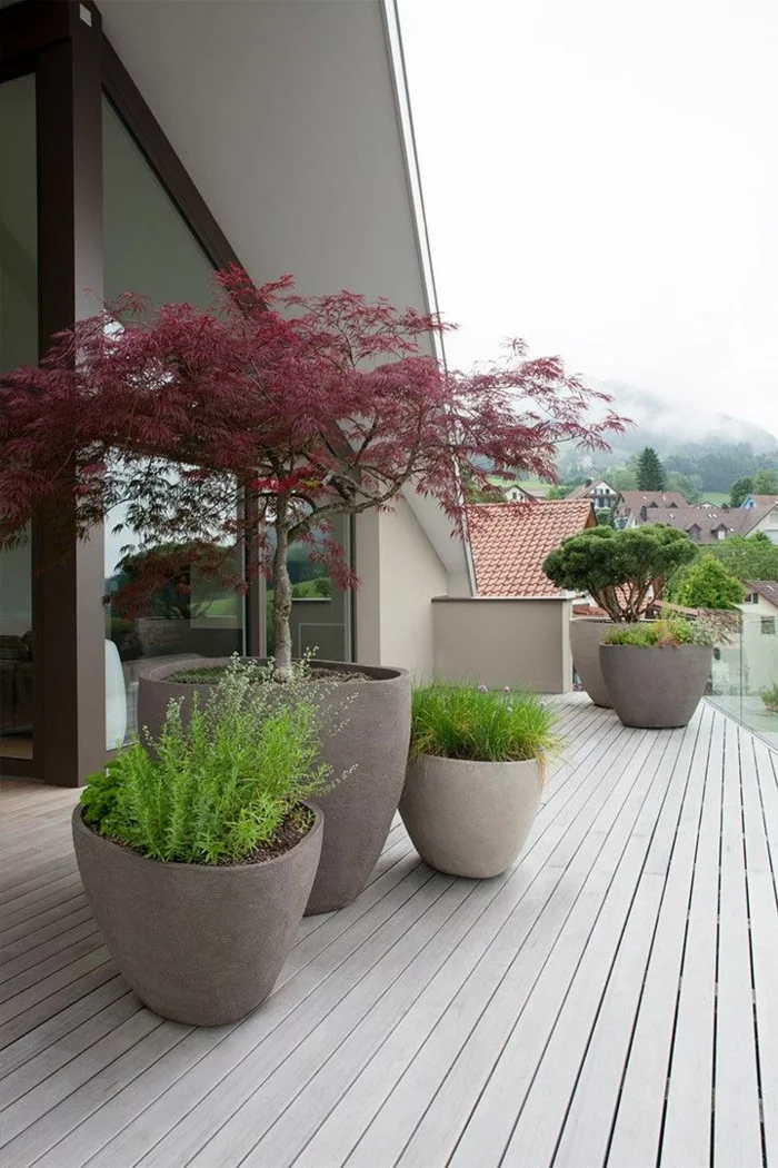 japanischer garten terrassengestaltung mit topfpflanzen japanischer stil
