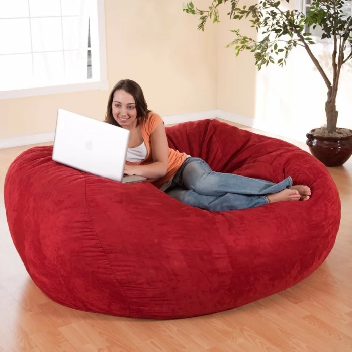 moderne möbel rotes sofa sitzpuffs