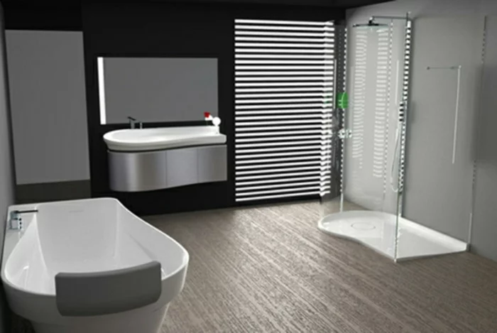 modernes bad einrichten badmöbel weiß bodengleiche dusche