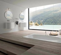 Modernes Badezimmer mit stilvollem Design und atemberaubendem Blick