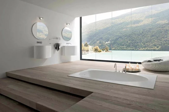 modernes badezimmer badewanne eingebaut minimalistisches design