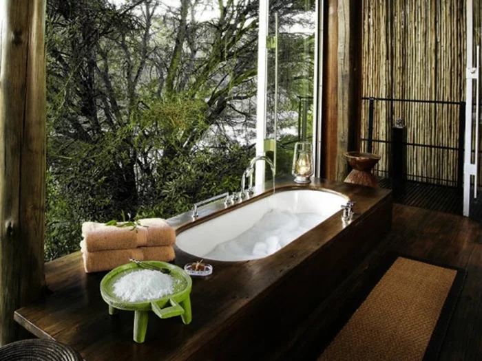 modernes badezimmer badewanne holz oval spa