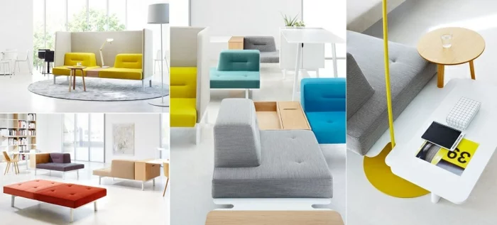 modulares sofa und designer büromöbel ergonomisch und farbenfroh