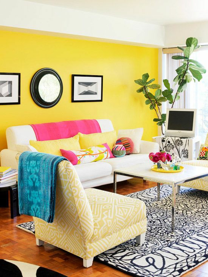 pantone farben wohnzimmer wandfarbe gelb
