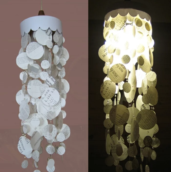 papierlampen hängelampe diy kreativ alte bücher zeitungen