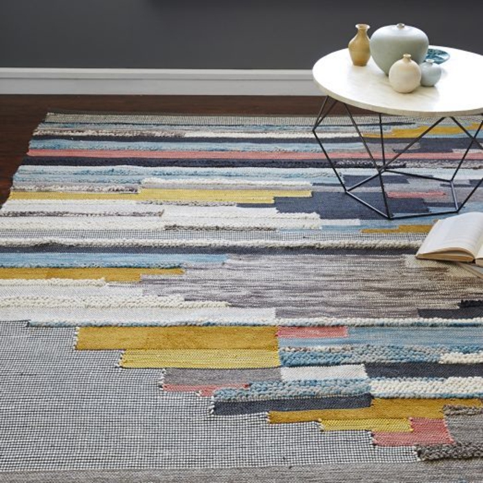 Patchwork Teppich Läufer Türkis In 310x80cm (1001-924