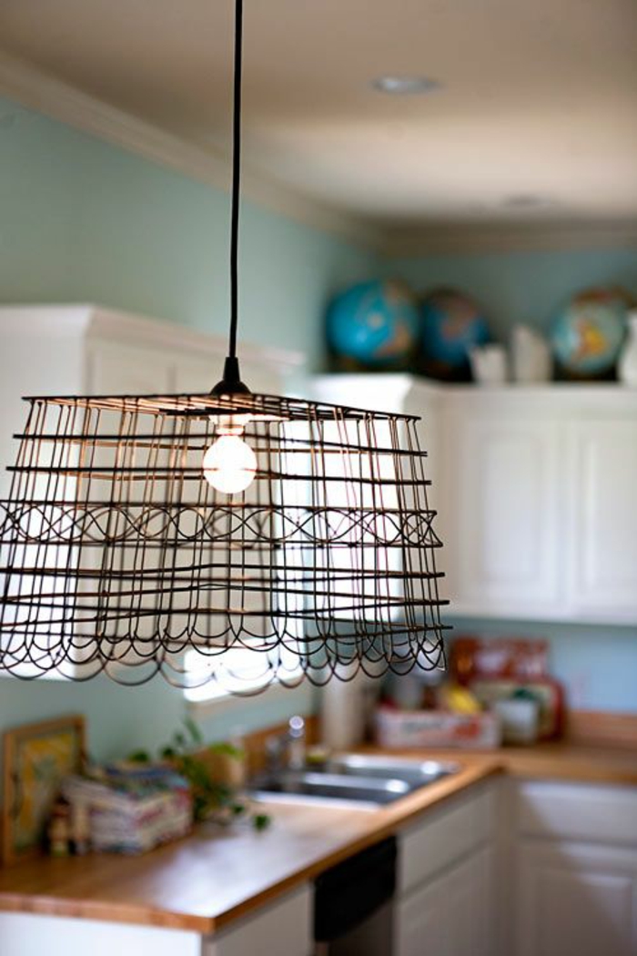 pendelleuchte cooler lampenschirm küche beleuchten ideen