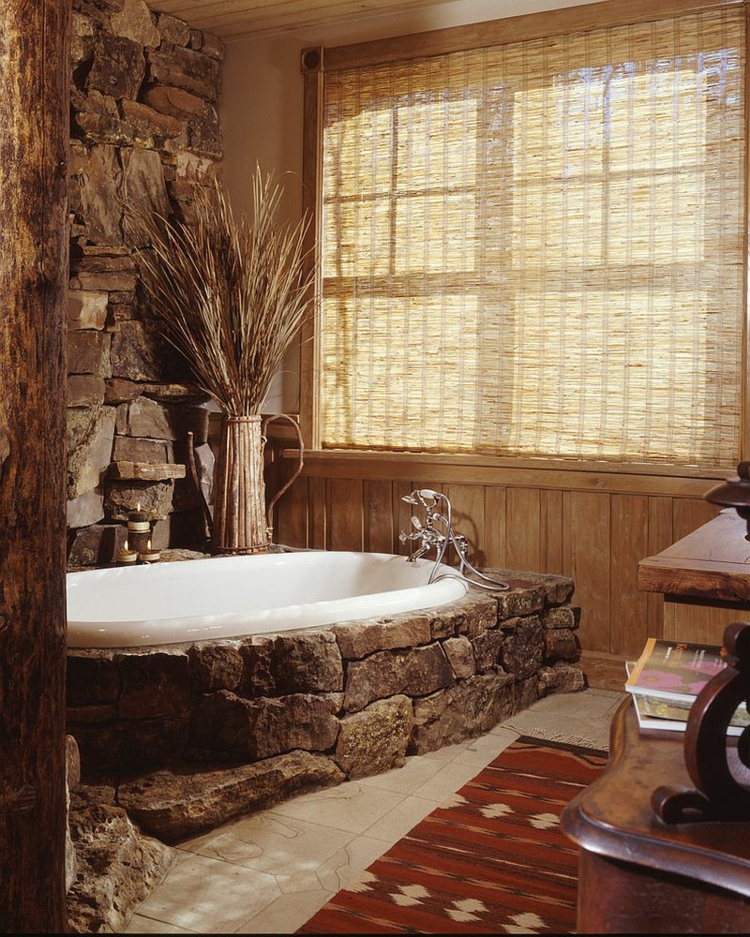 rustikale möbel badmöbel landhaus badewanne stein