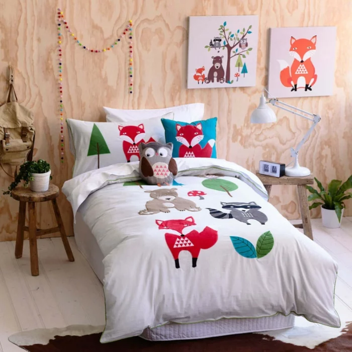 schlafzimmer dekorieren schöne bettwäsche kinderzimmer tiere