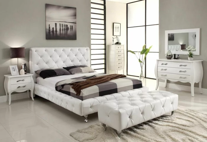 schlafzimmereinrichtung weißes mobiliar schlafzimmerbank kommode