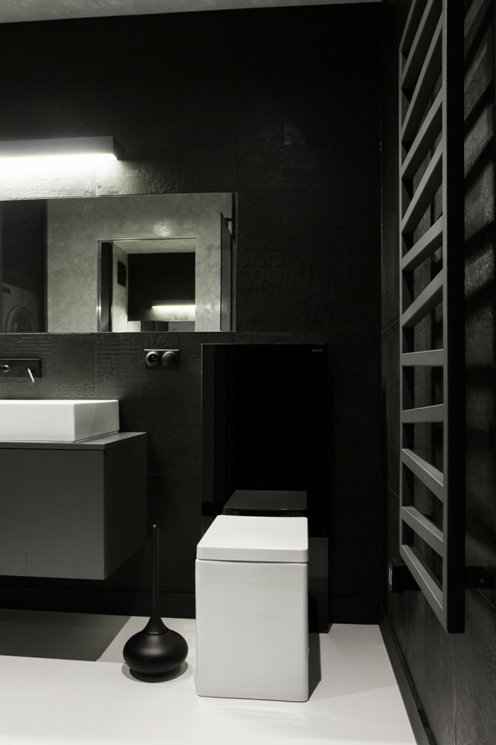 Badgestaltung Bad Ideen Badezimmer schwarz weiß grauen weiss deko