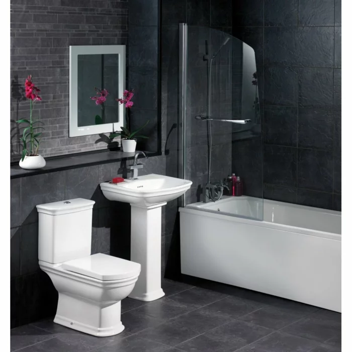 Badgestaltung Bad Ideen Badezimmer schwarz weiß grauer weiss elegant