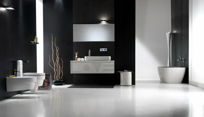Badgestaltung Bad Ideen Badezimmer schwarz-weiß grauer weiss klasse