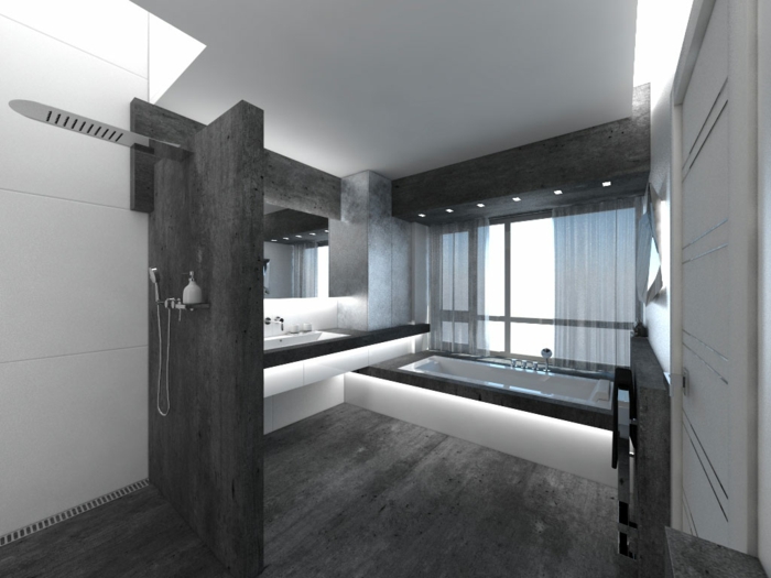 Badgestaltung Bad Ideen Badezimmer- schwarz-weiß grauer weiss licht gut