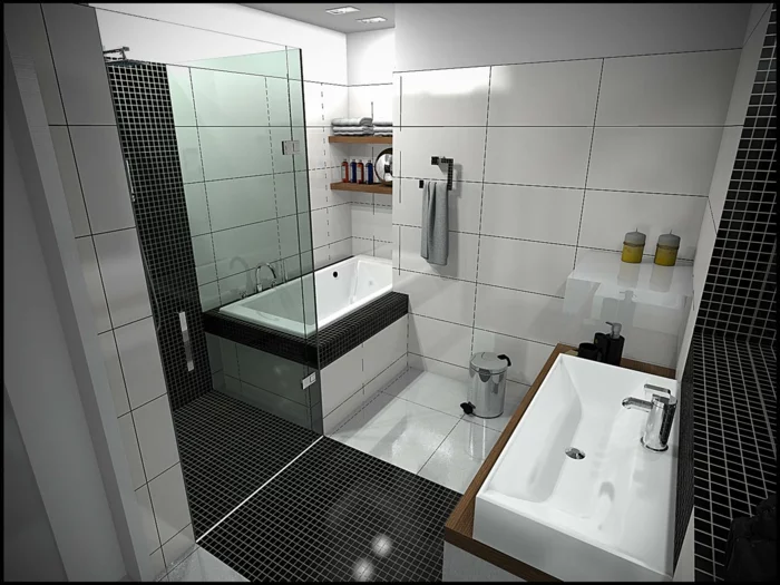 Badgestaltung Bad Ideen Badezimmer schwarz-weiß graue 