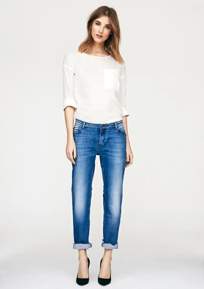 Business Mode Damen More&More business outfit frau jeans bluse absatzschuhe