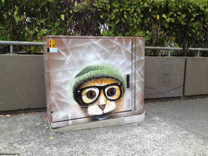Street art Künstler Schlaue Katze