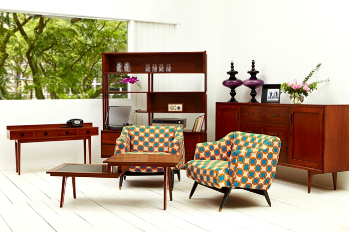 ausgefallene möbel retro design wohnzimmer im vintage stil